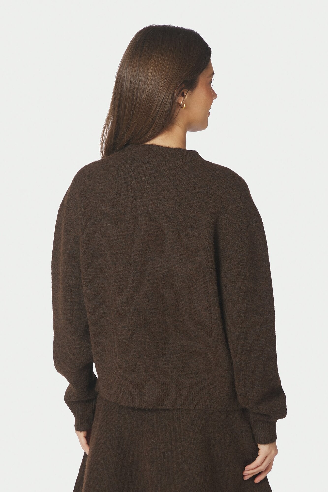 Dione Fluffy cardigan - Brown Melange